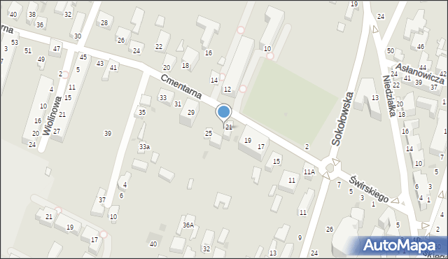 Siedlce, Cmentarna, 23, mapa Siedlce