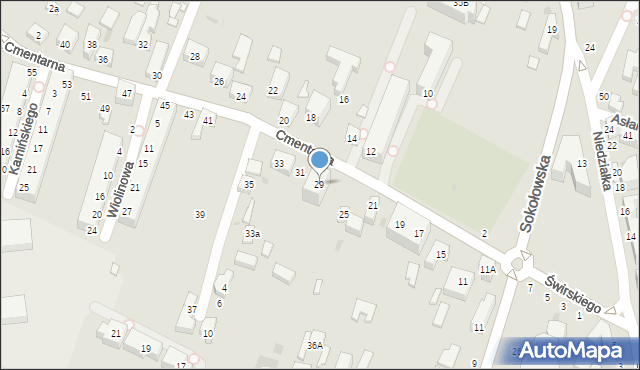 Siedlce, Cmentarna, 29, mapa Siedlce