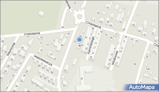 Siedlce, Cmentarna, 59, mapa Siedlce