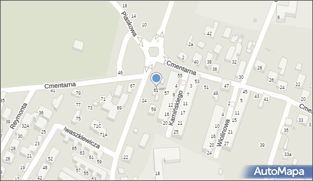 Siedlce, Cmentarna, 61, mapa Siedlce