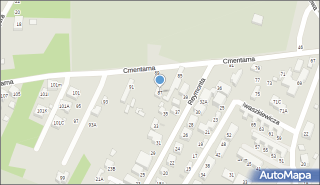 Siedlce, Cmentarna, 87, mapa Siedlce