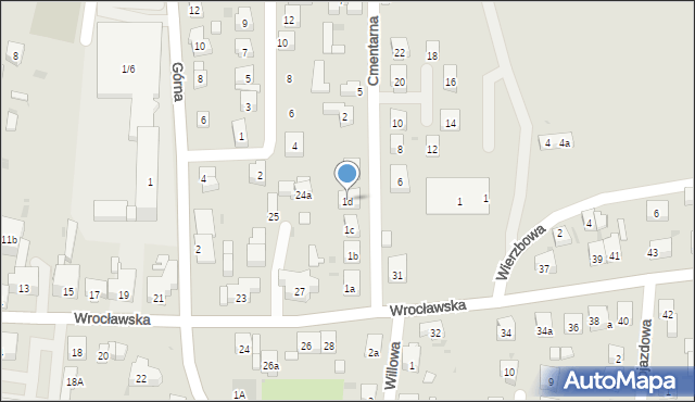 Środa Śląska, Cmentarna, 1d, mapa Środa Śląska