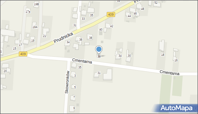 Steblów, Cmentarna, 38, mapa Steblów