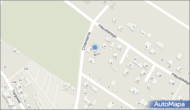 Stryków, Cmentarna, 8a, mapa Stryków