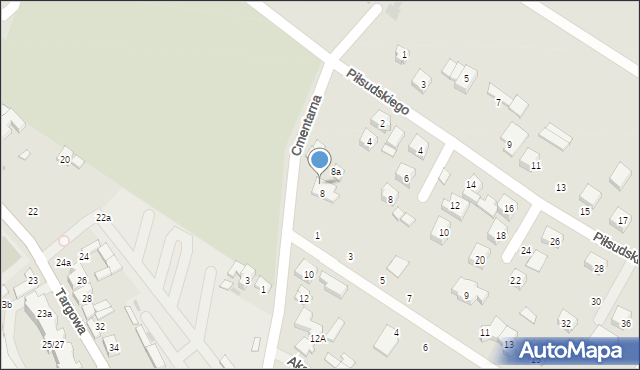 Stryków, Cmentarna, 8b, mapa Stryków