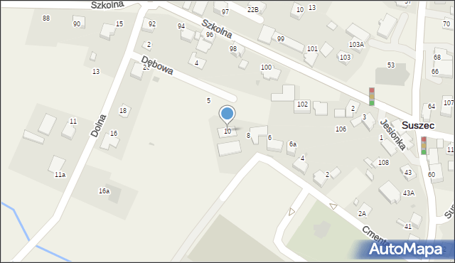 Suszec, Cmentarna, 10, mapa Suszec