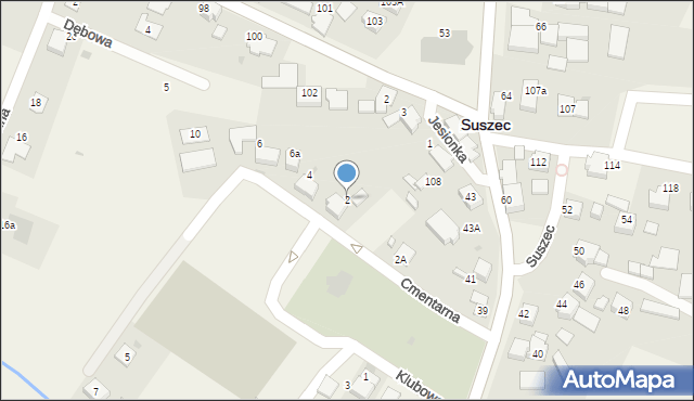 Suszec, Cmentarna, 2, mapa Suszec