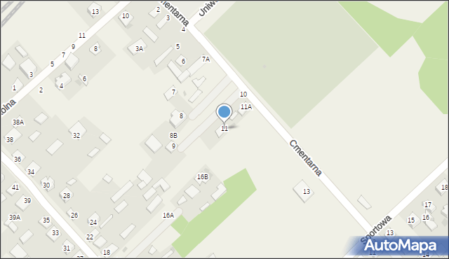 Uhowo, Cmentarna, 11, mapa Uhowo