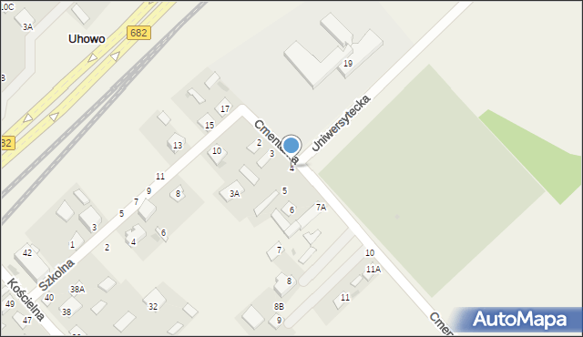 Uhowo, Cmentarna, 4, mapa Uhowo