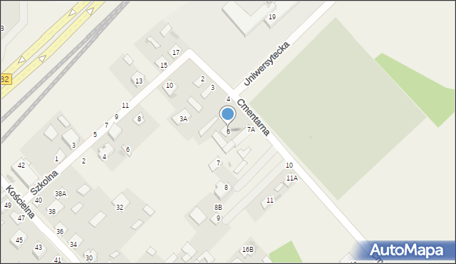 Uhowo, Cmentarna, 6, mapa Uhowo