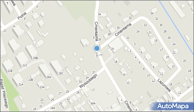 Warka, Cmentarna, 3, mapa Warka