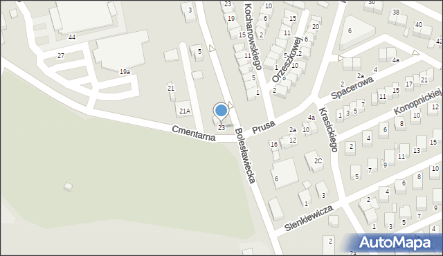 Wieruszów, Cmentarna, 23, mapa Wieruszów