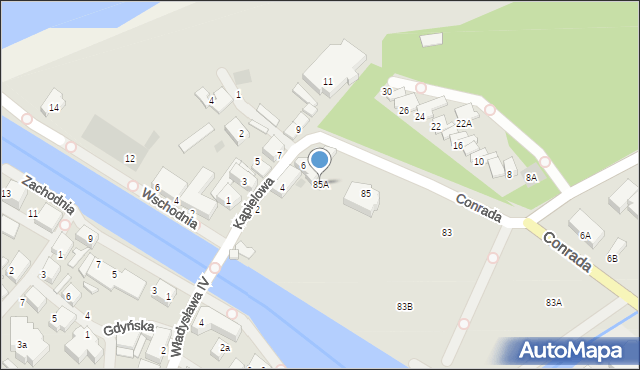 Darłowo, Conrada Josepha, 85A, mapa Darłowo