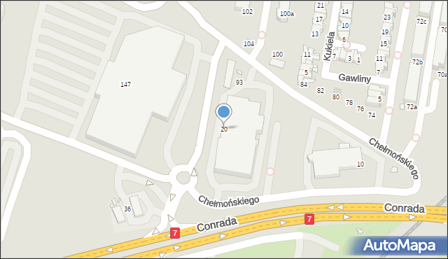 Kraków, Conrada Josepha, 20, mapa Krakowa