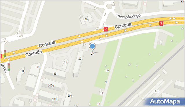 Kraków, Conrada Josepha, 27, mapa Krakowa