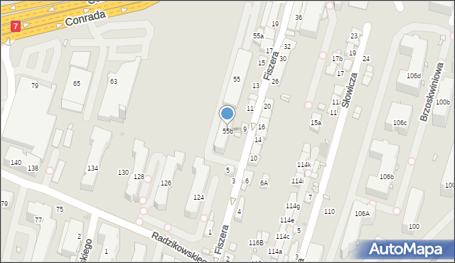 Kraków, Conrada Josepha, 55b, mapa Krakowa
