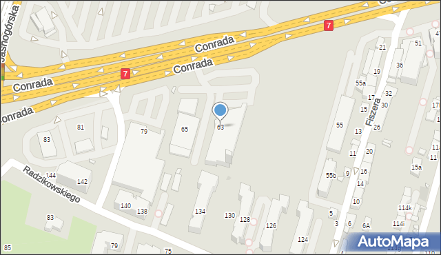 Kraków, Conrada Josepha, 63, mapa Krakowa