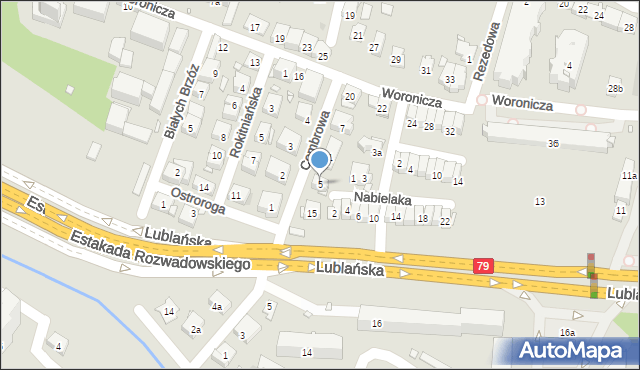 Kraków, Combrowa, 5, mapa Krakowa