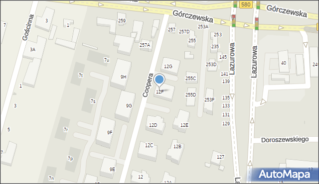 Warszawa, Coopera Meriana C., gen., 12F, mapa Warszawy