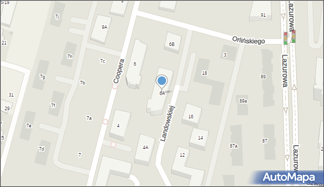 Warszawa, Coopera Meriana C., gen., 6A, mapa Warszawy