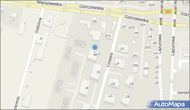 Warszawa, Coopera Meriana C., gen., 9H, mapa Warszawy