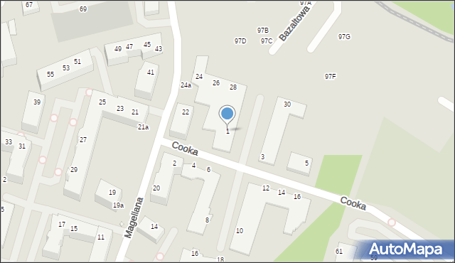 Wrocław, Cooka Jamesa, 1, mapa Wrocławia