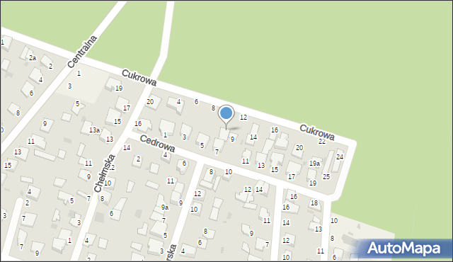 Białe Błota, Cukrowa, 10, mapa Białe Błota