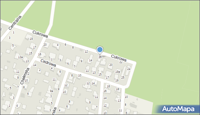 Białe Błota, Cukrowa, 16, mapa Białe Błota