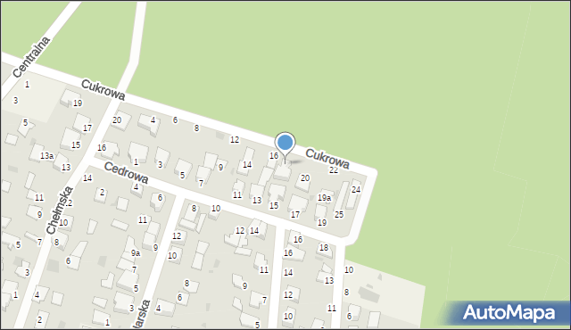 Białe Błota, Cukrowa, 18, mapa Białe Błota