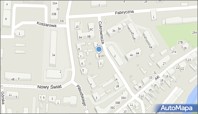 Gryfice, Cukrownicza, 5, mapa Gryfice