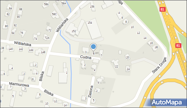 Harbutowice, Cudna, 5, mapa Harbutowice