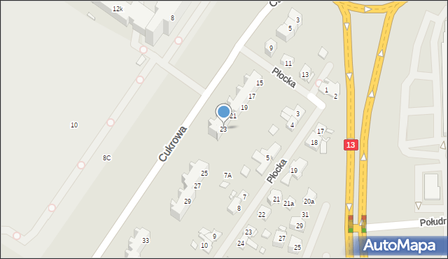 Szczecin, Cukrowa, 23, mapa Szczecina