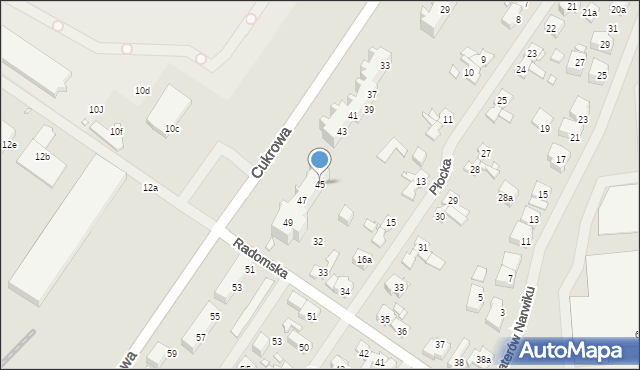 Szczecin, Cukrowa, 45, mapa Szczecina