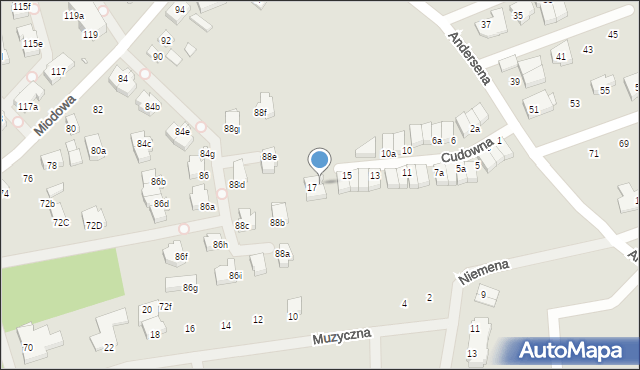 Szczecin, Cudowna, 17a, mapa Szczecina