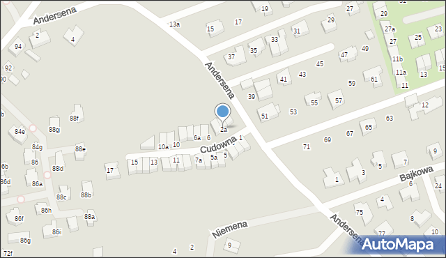 Szczecin, Cudowna, 2a, mapa Szczecina
