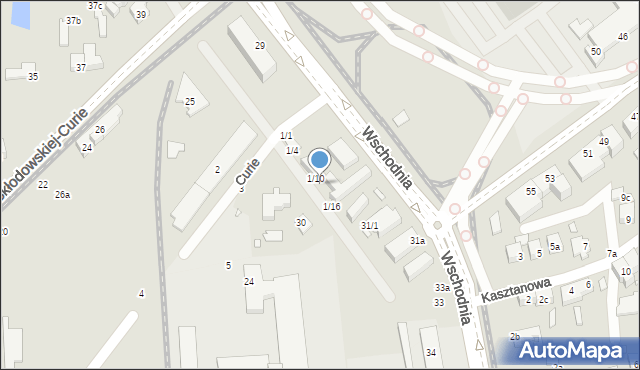 Toruń, Curie Piotra, 1/11, mapa Torunia