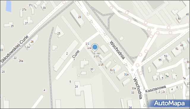 Toruń, Curie Piotra, 1/8, mapa Torunia