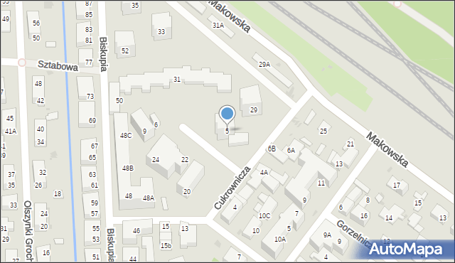 Warszawa, Cukrownicza, 5, mapa Warszawy