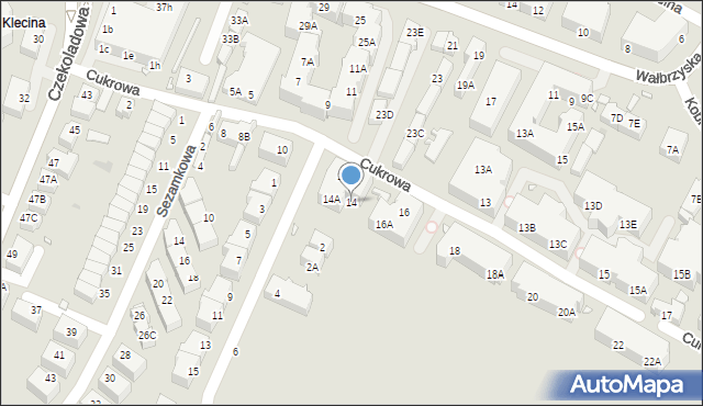 Wrocław, Cukrowa, 14, mapa Wrocławia