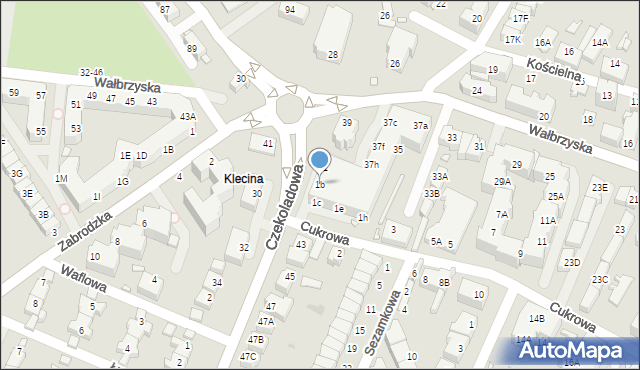 Wrocław, Cukrowa, 1b, mapa Wrocławia