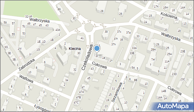 Wrocław, Cukrowa, 1c, mapa Wrocławia