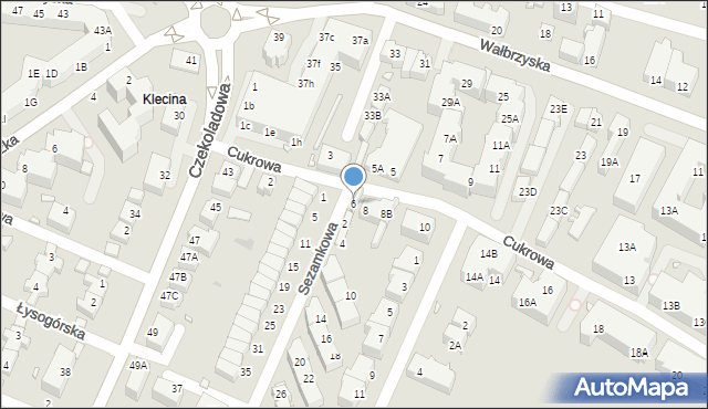 Wrocław, Cukrowa, 6, mapa Wrocławia