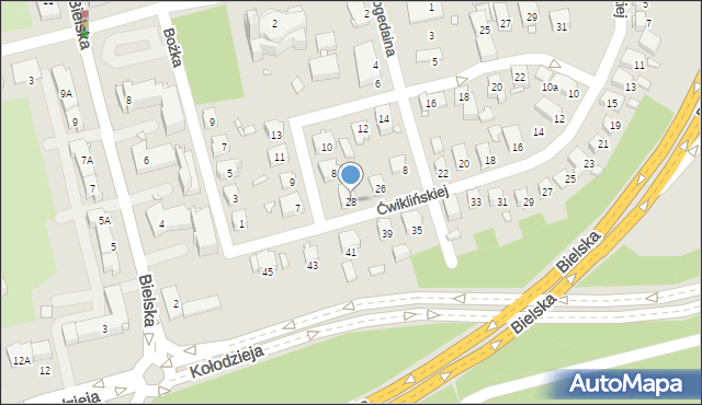 Katowice, Ćwiklińskiej Mieczysławy, 28, mapa Katowic