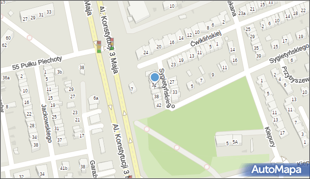 Leszno, Ćwiklińskiej Mieczysławy, 34, mapa Leszno