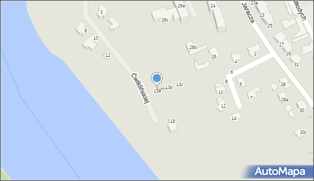 Ostróda, Ćwiklińskiej Mieczysławy, 13a, mapa Ostróda