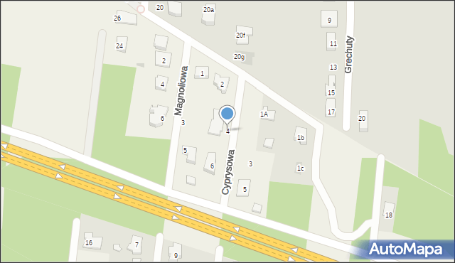 Antoniew, Cyprysowa, 4, mapa Antoniew