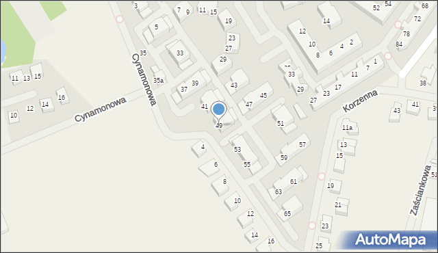 Bezrzecze, Cynamonowa, 49, mapa Bezrzecze