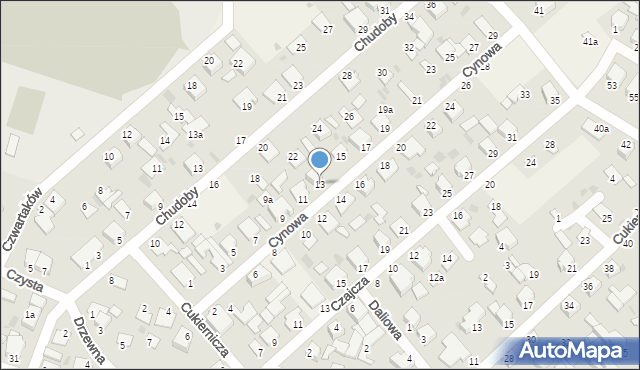 Białe Błota, Cynowa, 13, mapa Białe Błota