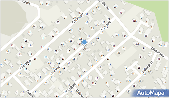 Białe Błota, Cynowa, 20, mapa Białe Błota