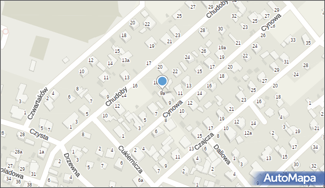 Białe Błota, Cynowa, 9a, mapa Białe Błota